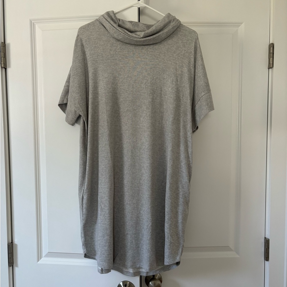 Softies Jersey Cowl Neck Lounger Lounge Dress sz S/M Light Gray